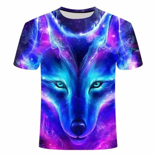 Men's 3D Wolf Print T-Shirt - Casual Vintage Oversized Tee